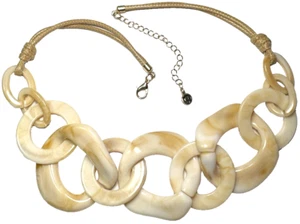 Collar Joyería Vintage FIRMADO CATO C 1946 Babero Grande Acrílico Anillo Cadena Boho 55 - Imagen 1 de 1