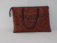 Char2 Women's Large Tooled Genuine Leather Mexican Style Bag w/ External Pocket