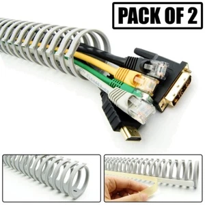 2x Flexible Adhesive Spiral Cable Cord Wire Holder Duct Organizer 500x35x33mm - Picture 1 of 3