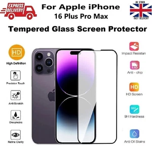 iPhone 16/Pro/Plus/Pro Max Screen Protector Tempered Glass Full Cover Clear - Picture 1 of 10