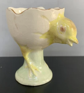 Cute Egg Cup Ceramic Hatching Chick Vintage 3" x 3" - Picture 1 of 9