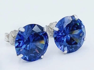 LAB CREATED TANZANITE 10.84 Cts STUD EARRINGS 14K WHITE GOLD * New With Tag - Picture 1 of 8