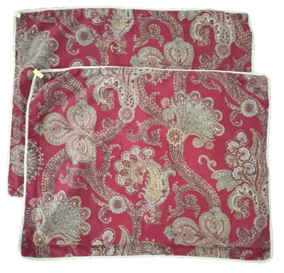 (2)  Ralph Lauren CHAPS Red Annabelle Paisley Jacobean Standard Pillow Shams - Image 1 of 4