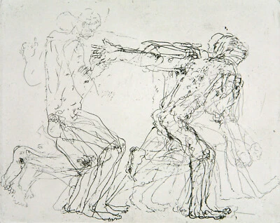 "Fliehen..." 1973. Radierung Guttorm GUTTORMSGAARD (1938-2019 NOR), handsigniert - Bild 1 von 3