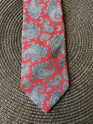 Vintage OAKTON Ltd. Men's Silk Tie Paisley RED Imported from Italy - Image 1 of 4