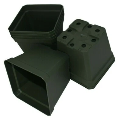 Macetas de vivero rígidas verdes cuadradas de 3,875 pulgadas - JUEGO DE 100 - Dillen de flores de plástico Foto 1 de 4