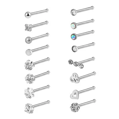16PCS Surgical Steel Labret Lip Studs 16g Nose Ring Cartilage Earrings Piercing - Image 1 of 4