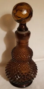 Amber cut glass perfume bottle, 5”, Cork Style Top, Vintage, Made In TW - Picture 1 of 8