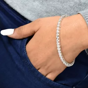 Stunning 4.50 mm White Diamond Tennis Bracelet-Great Shine & Bling ! VIDEO - Picture 1 of 14