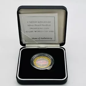 1999 Royal Mint Rugby World Cup Hologramm Silber PP Piedfort £2 Münze - Bild 1 von 4