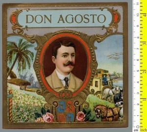 #4038 Etichetta tabacco molto antica DON AGOSTO. Originale.   - Foto 1 di 1