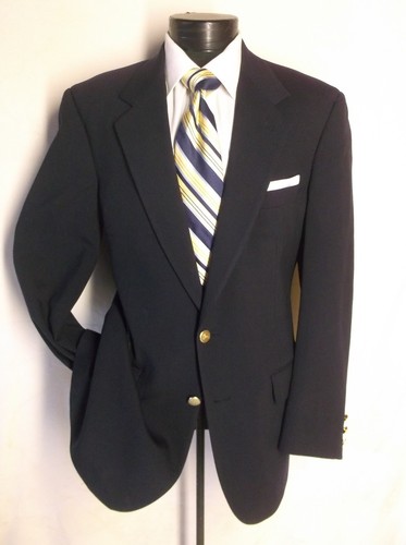 Giacca sportiva Burberry's London blu tinta unita 42R 2 bottoni made in England