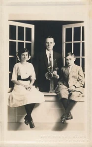 Vintage Photo RPPC Real Postcard Children Boy Girl Man Window Weird Columbus OH - Picture 1 of 4