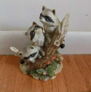 Three Raccoons on a Branch Figurine   - Picture 1 of 2
