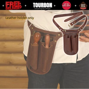 TOURBON Leather Scissor Belt Bag Electrician Holster Garden Florist Tool Pouch - Picture 1 of 24