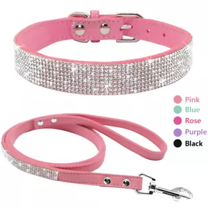 Bling Rhinestone Dog Collars and Leash set for Small Medium Dogs Puppy Chihuahua - Picture 1 of 17