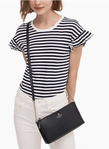 Nuova borsa a tracolla Kate Spade Sawyer Street Declan in pelle nera ITM303