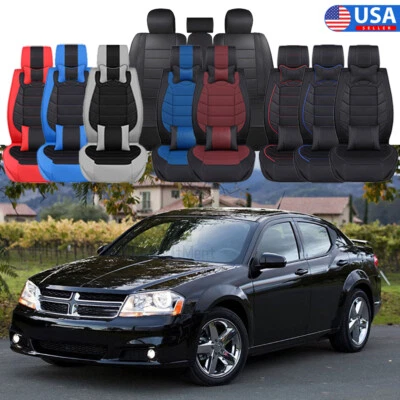 For Dodge Avenger 2008-2014 Car 5 Seat Cover Full Front Rear PU Leather Cushion - Image 1 of 4