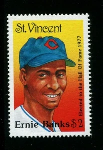 ST. VINCENT SCOTT# 1215 MNH BASEBALL TOPICAL (ERNIE BANKS) - Picture 1 of 1