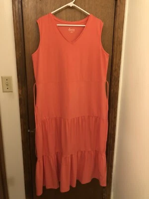 denim & co maxi vestido con cuello en V en capas, coral, talla XL, QVC artículo A213676 Foto 1 de 2