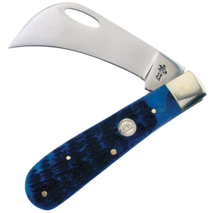 Frost Cutlery Hawkeye Blue Jigged Bone Folding Stainless Pocket Knife 14441BLJB