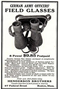 1925 German Army Officers Field Glasses: War Glasses Vintage Print Ad - Picture 1 of 1