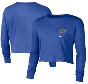 Nike Florida Gators Women's 2-Hit Cropped Long Sleeve T-Shirt Royal Size 2XL New - Picture 1 of 8
