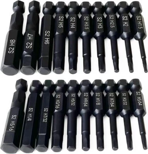 Hex Head Allen Wrench Drill Bit Set (10pc Metric & 10pc SAE), PTSLKHN Allen - Picture 1 of 7
