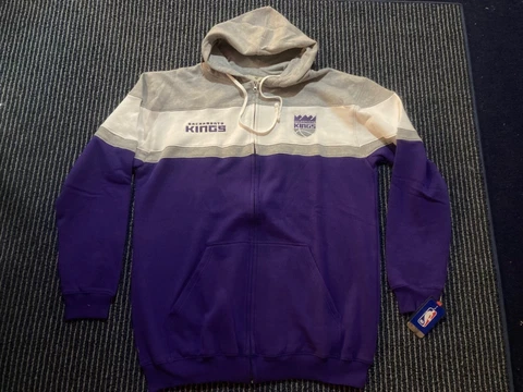 NWT Sacramento Kings Basketball Hooded Sweatshirt Hoodie NBA white grey purple Cover