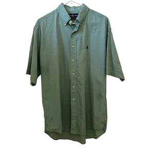 Ralph Lauren Blaire Men's Large Short Sleeve Shirt Mint Green Check 100% Cotton - Picture 1 of 5
