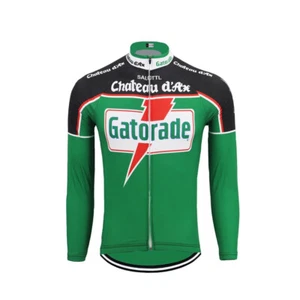 Thermal Fleece Gatorade Cycling Long Sleeve Jersey And Cycling Bib Pants Tops - Picture 1 of 9