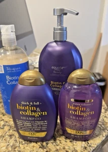 Lot of 4 Biotin & Collagen Shampoo - OGX, Equate and Renpure - NEW - Picture 1 of 4