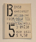 1/20/96 From Dusk Til Dawn General Cinemas Movie Ticket Stub Opening Weekend