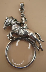 Englisch gepunzt Sterlingsilber Pferd & Jockey Lupe Augenglas - Bild 1 von 9
