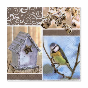 4 lose Motivservietten Servietten Napkins Weihnachten Blaumeise Vogel (501) - Bild 1 von 2