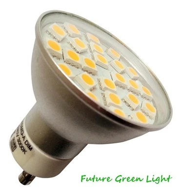 GU10 24 SMD LED 240V 380LM 3.5W DIMMABLE WHITE BULB WITH GLASS COVER ~50W - Image 1 of 2