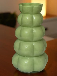 Glasvase grün Blase mundgeblasen - Bild 1 von 15