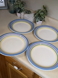 4er Set Gibson Candy Stripe handbemalt 11" Essteller - Porzellan - Bild 1 von 5