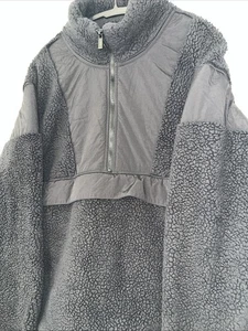 Victorias Secret Pink Sherpa Pullover Womens L Quarter Zip Black - Picture 1 of 7