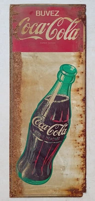 Buvez COCA-COLA soda ancienne plaque publicitaire en tôle décoration bar bistro - Photo 1/4