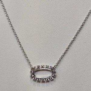 Kendra Scott Elisa Marco Abierto Tono Plata Colgante 18" Collar Cristal Transparente Nuevo - Imagen 1 de 8