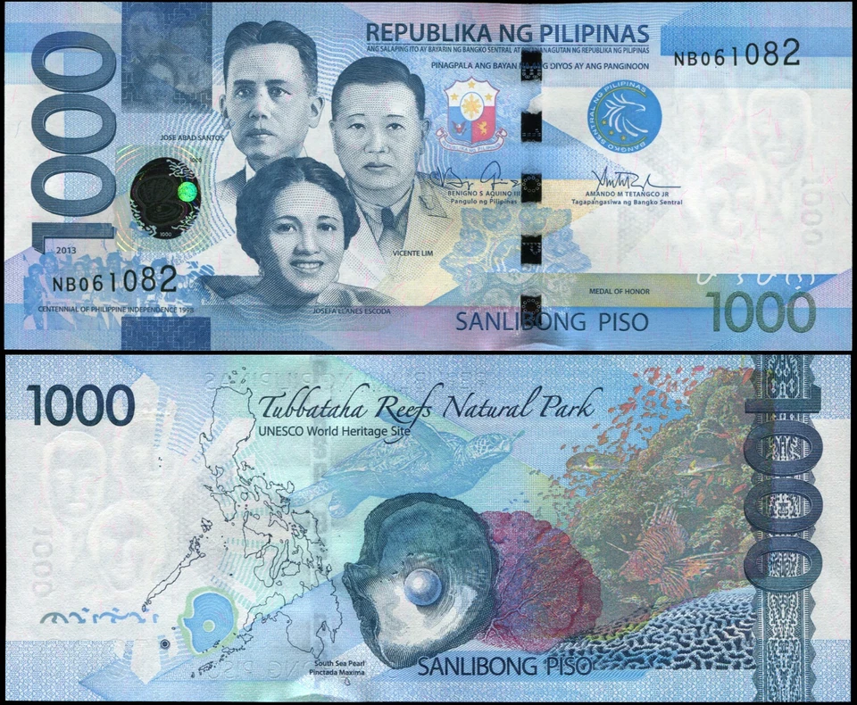Philippines Banknote 1000 piso 2013 Unc Cat# P.211c - Image 1 of 1