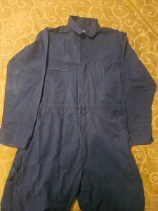 Vintage Sears Roebucks Coveralls Men's Size 46T Blue Mechanic Jumpsuit Workwear - Picture 1 of 19