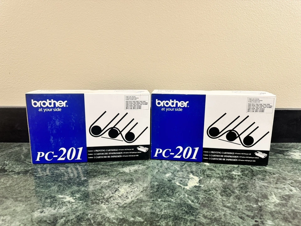 2 Pack Of Sealed OEM Brother PC-201 Print Cartridge Black Fax - New - Image 1 of 4