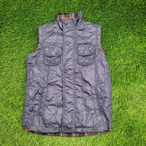 LEVIS Reversible Snap Vest Small 20x27 Blue Plaid Baggy - Picture 1 of 18