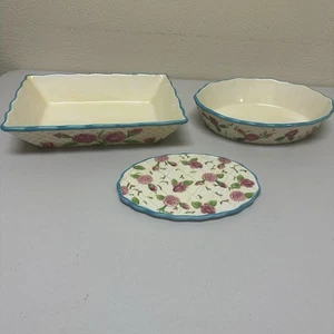 Temptations Presentable Ovenware By Tara 3 PC Oval/Oblong Casserole Trivet READ - Picture 1 of 24