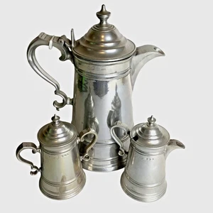 Wilton Armetale RWP Vintage Zinn Kaffee oder Tee Service Set USA Kanne Zucker Milchkännchen - Bild 1 von 10