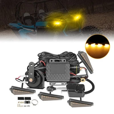 Turn Signal Horn Street Legal Kit w/ Switch 4 Amber Lights For ATV UTV Polaris - Изображение 1 из 4