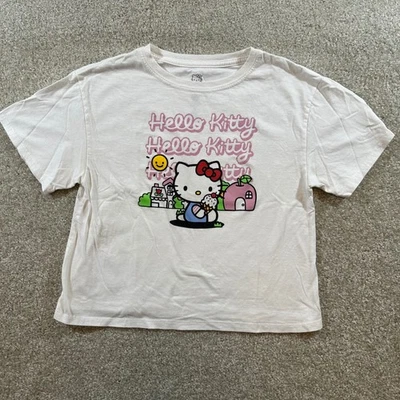 Hello Kitty Graphic Tee Sanrio Y2K Cartoon Character White T-Shirt S - Image 1 of 4