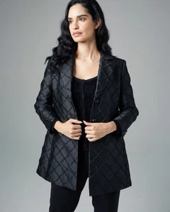 NEW - Etcetera Quadrant  – Structured Black Diamond Quilt Blazer Coat - Sz 2 - Picture 1 of 6